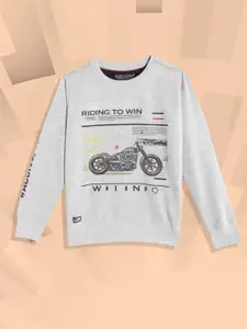 Monte Carlo Boys Grey & Black Printed Sweatshirt