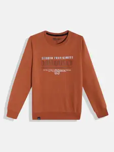 Monte Carlo Boys Rust Orange & White Printed Sweatshirt