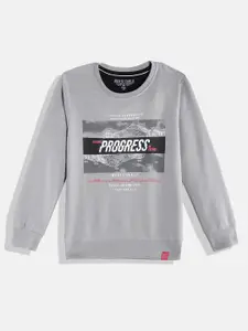 Monte Carlo Boys Grey & Black Graphic Printed Sweatshirt