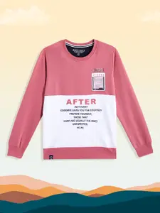 Monte Carlo Teen Boys Pink & White Colourblocked & Printed Sweatshirt