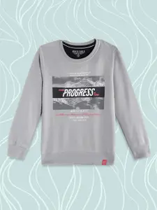 Monte Carlo Boys Grey & Black Graphic Printed Sweatshirt