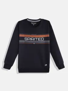 Monte Carlo Boys Navy Blue & White Typography Printed Sweatshirt