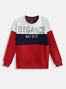 Monte Carlo Boys Red & Grey Melange Colourblocked Sweatshirt