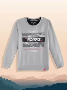 Monte Carlo Boys Grey & Black Graphic Printed Sweatshirt