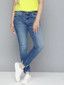 Levis Women Blue 711 Skinny Fit High-Rise Low Distress Heavy Fade Stretchable Jeans