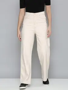 Levis Women Off White Loose Fit High-Rise Stretchable Jeans
