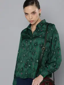 Levis Women Green & Pink Floral Printed Casual Shirt