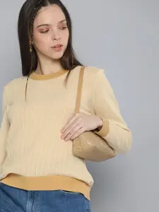 Levis Women Beige Self Design Sweatshirt