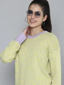 Levis Women Yellow & Lavender Printed Sweatshirt