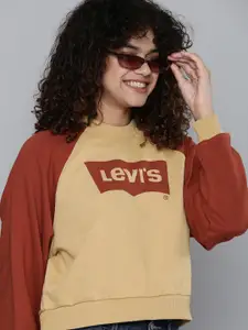 Levis Women Beige & Red Brand logo Printed Sweatshirt