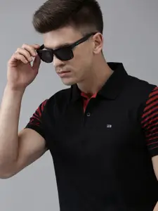 Arrow Men Black Pure Cotton Polo Collar T-shirt
