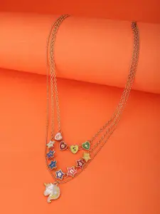 Carlton London Girls Multicoloured Gold-Plated Layered Necklace