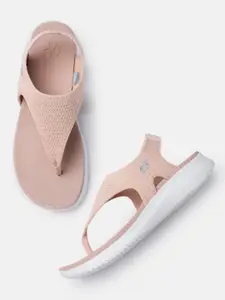 Skechers Women Pink Ultra Flex - Spring Motion T-Strap Flats