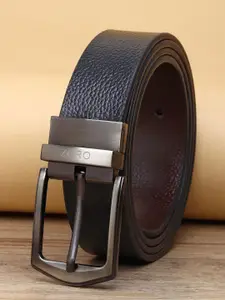 ZORO Men Black Textured Leather Belt