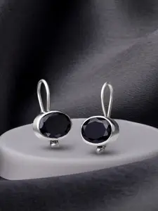 Silvora by Peora Black Oval Studs Earrings