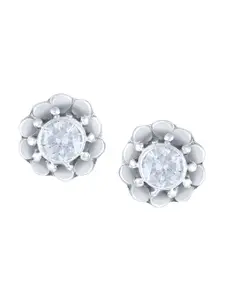 Silvora by Peora White Floral Studs Earrings