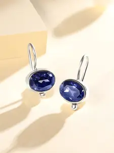 Silvora by Peora Blue Oval Drop Earrings