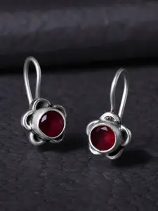 Silvora by Peora Red Floral Drop Earrings