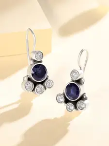 Silvora by Peora Blue Circular Studs Earrings