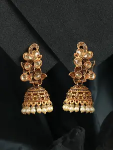 Priyaasi Gold-Toned Contemporary Jhumkas Earrings