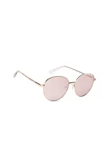 John Jacobs Women Pink Lens & Rose Gold-Toned Round Sunglasses with UV Protected Lens