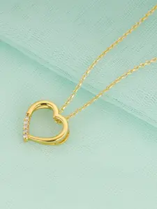 GIVA 925 Sterling Silver 18k Gold Plated Heart-Throb Pendant with Link Chain
