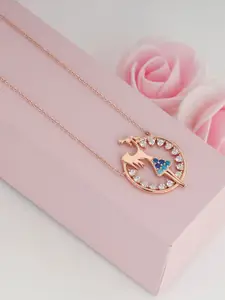 GIVA Rose Gold-Plated Blue & White 925 Sterling Silver Necklace