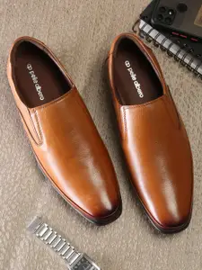 pelle albero Men Tan Brown Solid Formal Slip-On Shoes