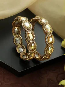 Priyaasi Set Of 2 Gold-Plated Stone Studded Bangles