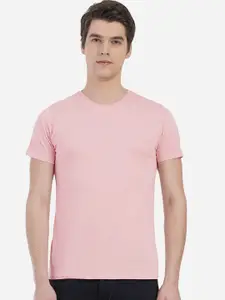 Greenfibre Men Pink Slim Fit Cotton T-shirt