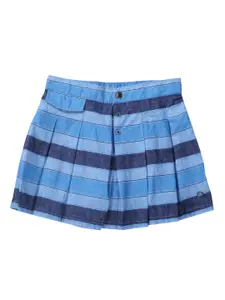 Gini and Jony Girls Blue Striped A-Line Knee-Length Skirt