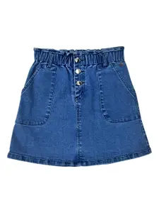 Gini and Jony Girls Blue Solid Denim Mini A-Line Skirt