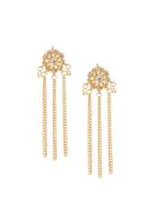 Bamboo Tree Jewels Gold-Toned Contemporary Drop Earrings