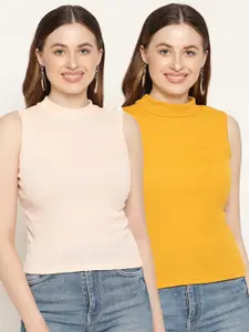 Miaz Lifestyle Pack Of 2 High Neck Fitted Top