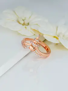 GIVA Rose Gold-Plated & White CZ-Studded Eiffel Tower Finger Ring