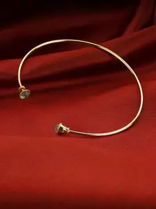 GIVA 925 Sterling Silver 18k Gold Plated Aqua Adjustable Cuff Bracelet