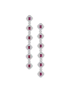 GIVA 925 Sterling Silver Rhodium Plated Touch of Pink Dangler Earrings