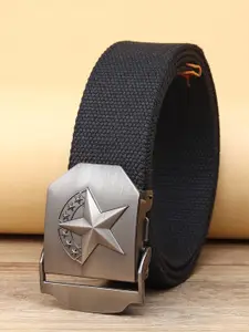 ZORO Men Black Textured Canvas Belt