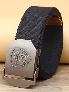 ZORO Men Black Textured Canvas Belt