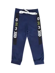 V-Mart Boys Blue Printed Cotton Track Pants