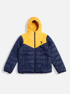 U.S. Polo Assn. Kids Boys Colourblocked Hooded Puffer Jacket