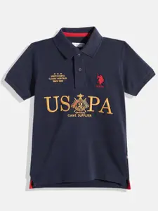 U.S. Polo Assn. Kids Boys Brand Logo Embroidery Pure Cotton Polo Collar T-shirt