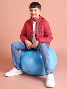U.S. Polo Assn. Kids Boys Red Solid Puffer Jacket