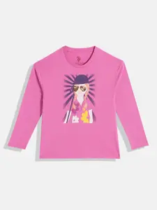 U.S. Polo Assn. Kids Girls Printed Pure Cotton T-shirt
