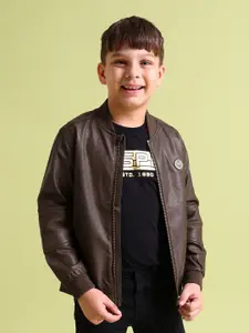 U.S. Polo Assn. Kids Boys Solid Leather Jacket