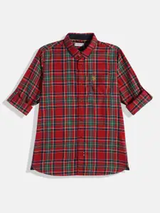U.S. Polo Assn. Kids U S Polo Assn Kids Boys Red Tartan Checked Pure Cotton Casual Shirt