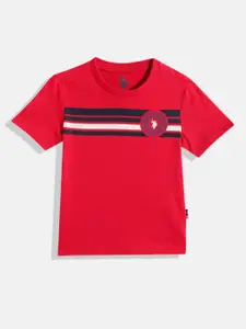 U.S. Polo Assn. Kids Boys Red Striped Pure Cotton T-shirt