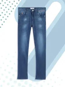 U.S. Polo Assn. Kids Boys Blue Skinny Fit Mid-Rise Clean Look Light Fade Stretchable Jeans