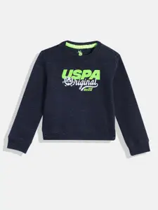 U.S. Polo Assn. Kids Boys Navy Blue Brand Logo Print Sweatshirt