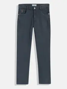 U.S. Polo Assn. Kids Boys Navy Blue Slim Fit Mid-Rise Clean Look Stretchable Jeans